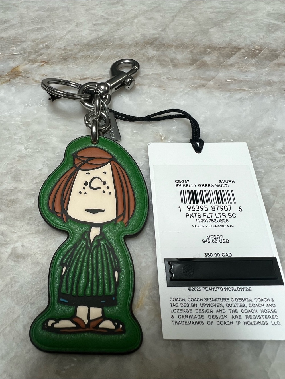 Coach Green Peppermint Patty Peanuts Character Keychain/Bag Charm - Picture 2 of 3